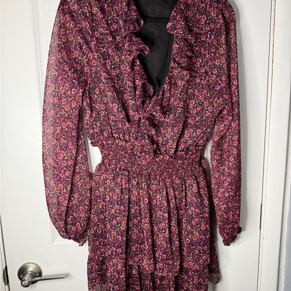 Zara Purple Floral Long Sleeve Dress